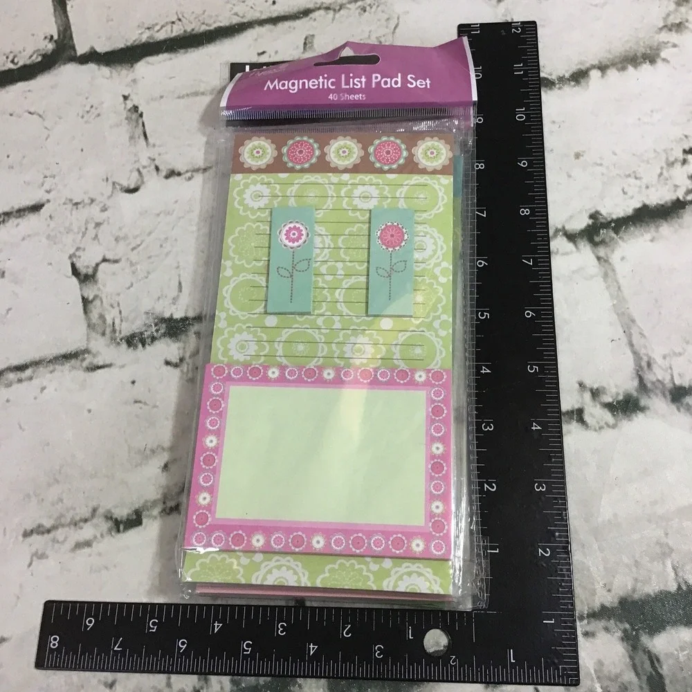 Magnetic Notepads List Pads Lot Of 3 Floral Printed Lined Paper New Sealed